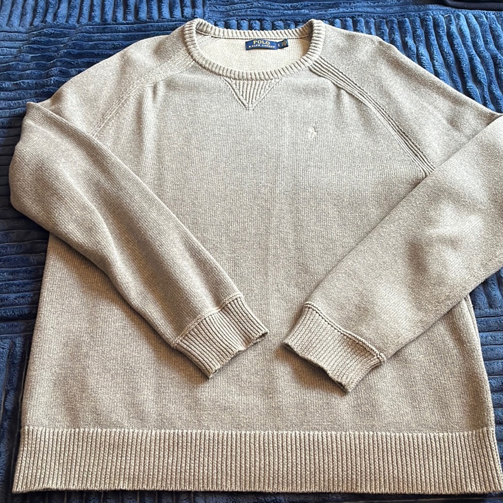 Polo gray crew neck sweater sz L